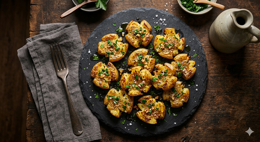 Crispy Garlic Smashed Potatoes